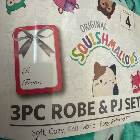 Squishmallows 3 PIECE Soft Hooded Robe & Pajama Set size 4 XS - Picture 6 of 11